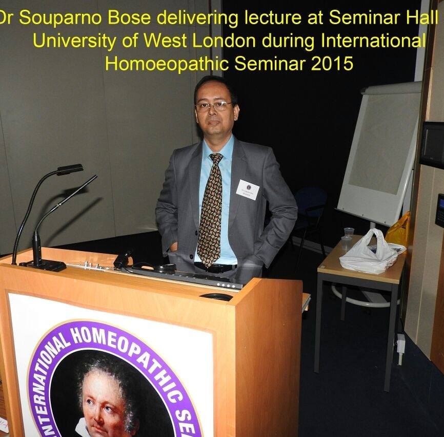 Dr. Souparno Bose at an International Homeopathic Seminar in 2015